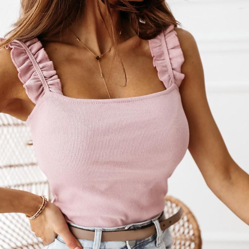 

Women's Tanks Fashionable Women's Solid Color Summer Sexy One-line Neck Lace Shoulder Straps Low-cut Suspenders Slim-fitting Vest Tops, White
