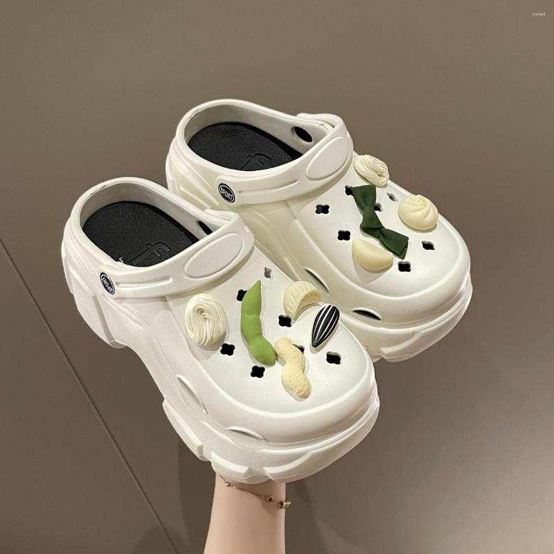 

Slippers Summer Women Sandals Shoes Garden Food Decoration Sandal Vacation Beach Non-slip EVA Soft Bottom Sides For Female, Black