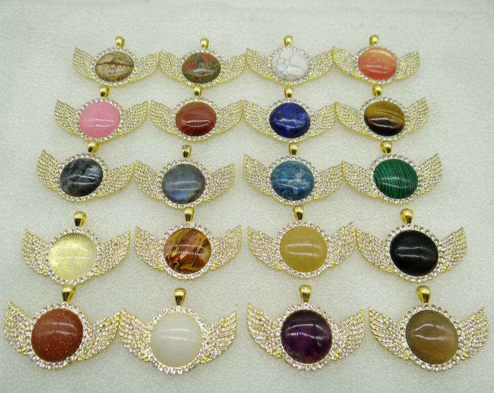 

Pendant Necklaces 2023 1PC Natural Stone Quartz Crystal Brazil Opal Aventurine Round Shaped Diy Jewelry Making Necklace For Woman Man