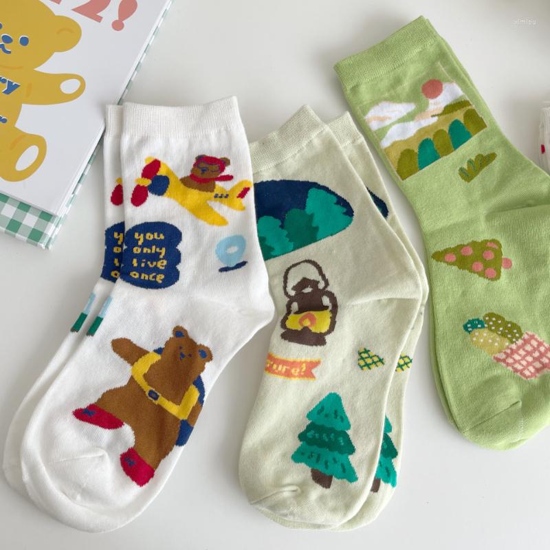 

Women Socks 3pairs Lot Spring Autumn Ins Tube Sock Cotton Cute Fashion EUR35-40, 3pairs mixed