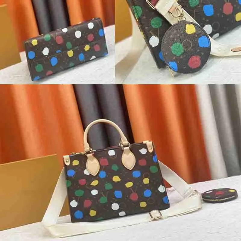 

MT Tote Shoulder Tote Bag Women's Multi-color Dot Designer Tie-dye Oblique Skill Tote Bag Bag Colorful Relief classic M44571, Brown
