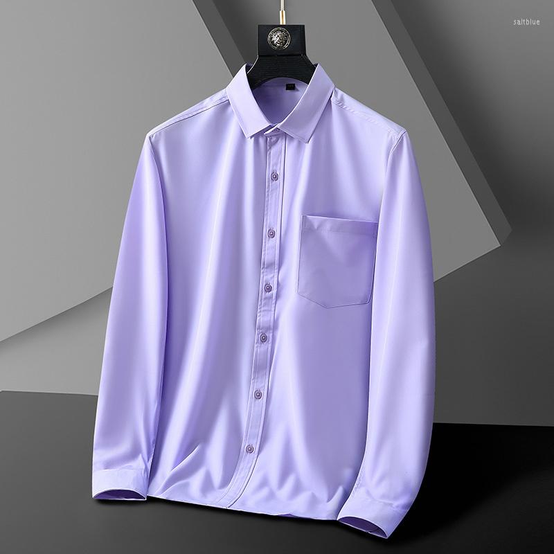 

Men's Casual Shirts Styles Various Color 2023 Slim Temperament Shirt Solid Mature Business Work Interview For Men, Pink