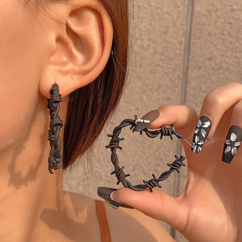 

Dangle Earrings Punk Barbed Wire Heart Gothic Metal Knot Twisted Jewelry Black Drop Party Accessories