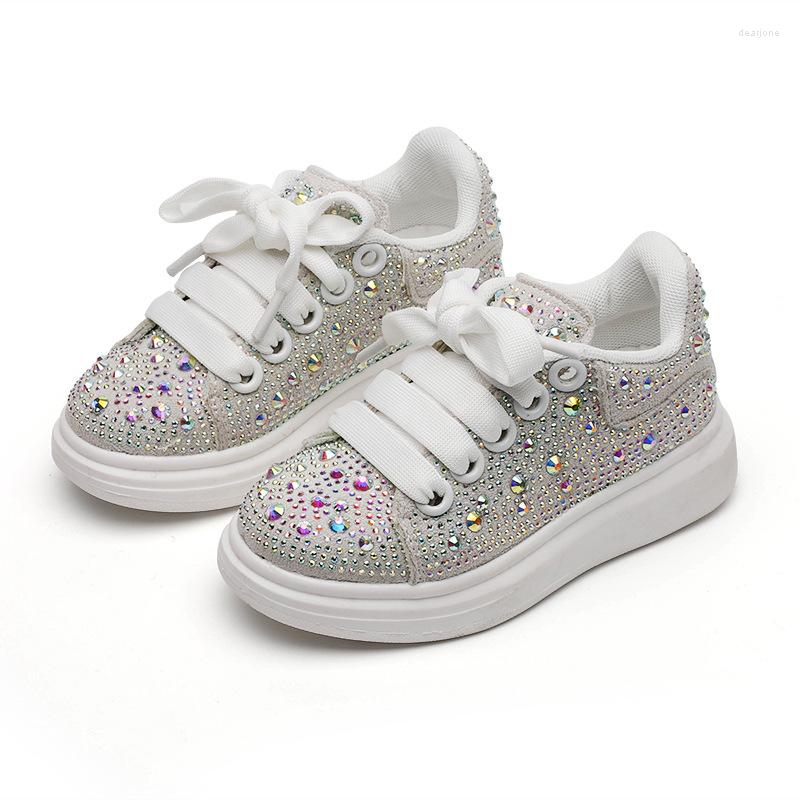 

Athletic Shoes Girls' Spring 2023 Children's Bright Diamond Sports Big Fashion Casual Girls Nom-silp Sneakers, White