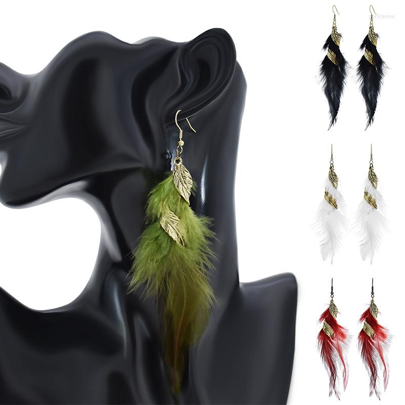 

Dangle Earrings For Women Feather Ear Dangles Drops Decorative Piercing Leaves Vintage Accessories Sexy Fashion High Grade