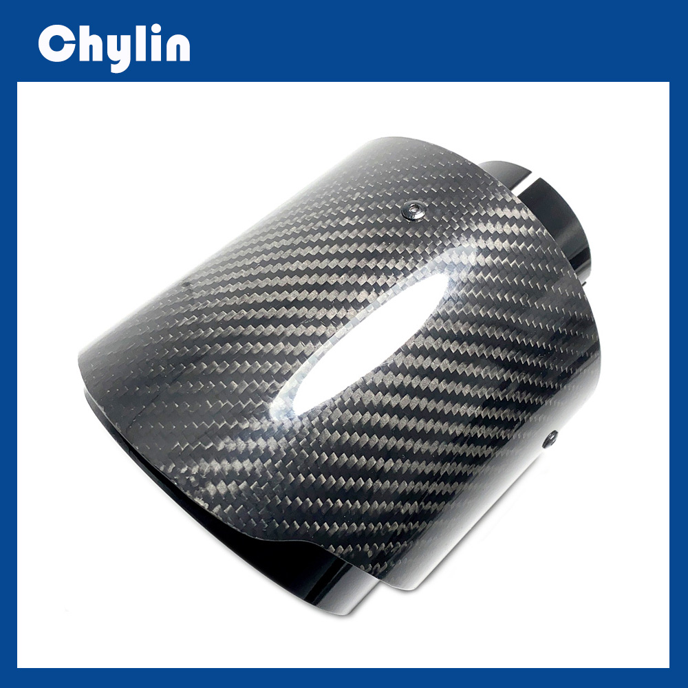 

Glossy Exhaust Pipe Car Universal Exhaust Systems Stainless Steel Carbon Tailpipe Outlet 130MM For Akrapovic Nozzles Muffler Tip