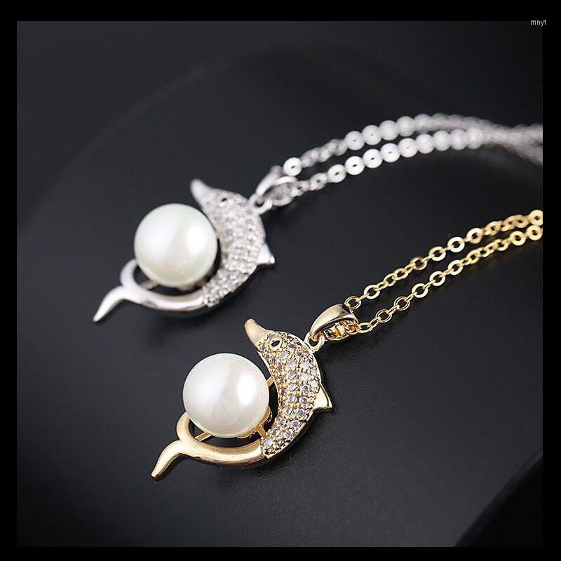 

Pendant Necklaces MxGxFam ( Clearance Sale ) White Pearl (10 Mm Dolphin Pendants Necklace For Women Fashion Jewelry Gold Color 46cm