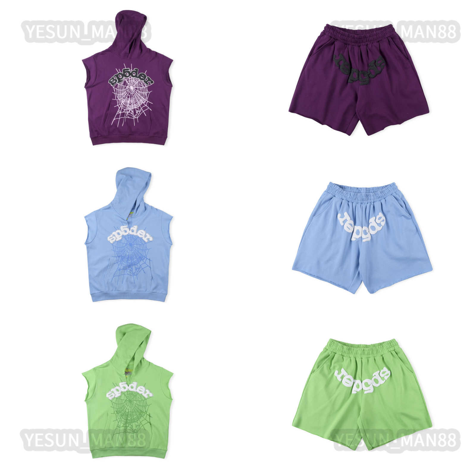 

Sp5der 555555 Sweatshirt Short Embroidered Oxhorn Vest Hoodie Shorts Set With T Sleeves Mens Womens High Quality Spider Web Printing Sweatshirts