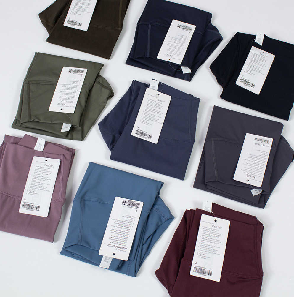 

Lulus Yoga Leggings Womens Outfit Solid Color Pant High Waist Designers Hip Lift Clothes Aligns HR Sexy Pants Sports Elastic Fitness Overall, 4 mid grey