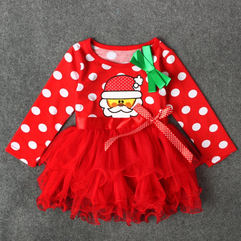 

Girl Dresses Girl's Baby Girls Christmas Costume For Kids Princess Party Tutu Dress Children Winter Polka Dot Snowman Santa Claus Clothes