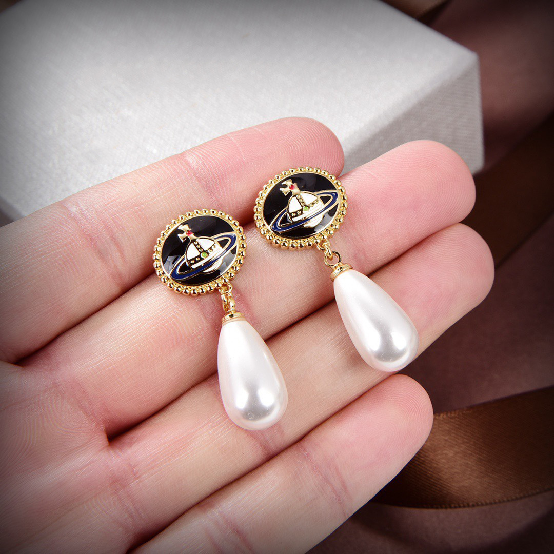 

Fashion Designer Brand Stud Earrings Luxury Planet Women Jewelry Saturn Earing Metal Pearl Earring cjeweler Woman orecchini fggfdf