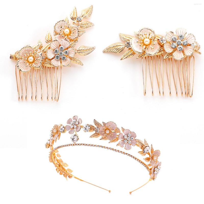 

Headpieces Queen Crown Hair Side Comb Luxurious Flower Accessories With Rhinestone For Masquerade Ball Banquet Cosplay