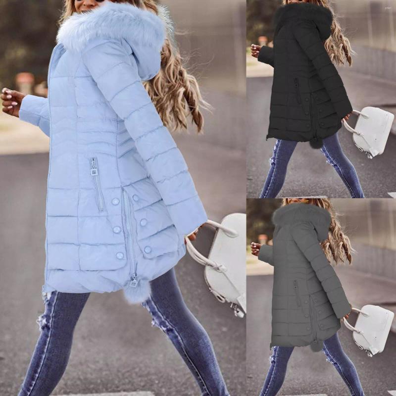 

Women's Trench Coats 2023 Winter Down Cotton Vest Women's Mid-length Padded Women Coat Loose Hooded Wild Long Sleeve Jacke, Black