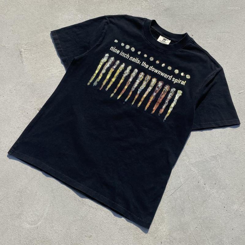 

Men' T Shirts Men Shirt Loose Jerry TS Gods Hip Hop With Nine-Inch Nails Summer Vintage Washed Worn Retro Short Sleeved T-Shirt Tops, Black