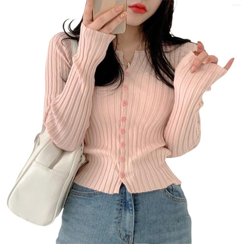 

Women' Knits Women Cardigans 2023 Fashion Slim Ladies Knitted Sweater Crop Top Long Sleeve Buttons, Picture shown
