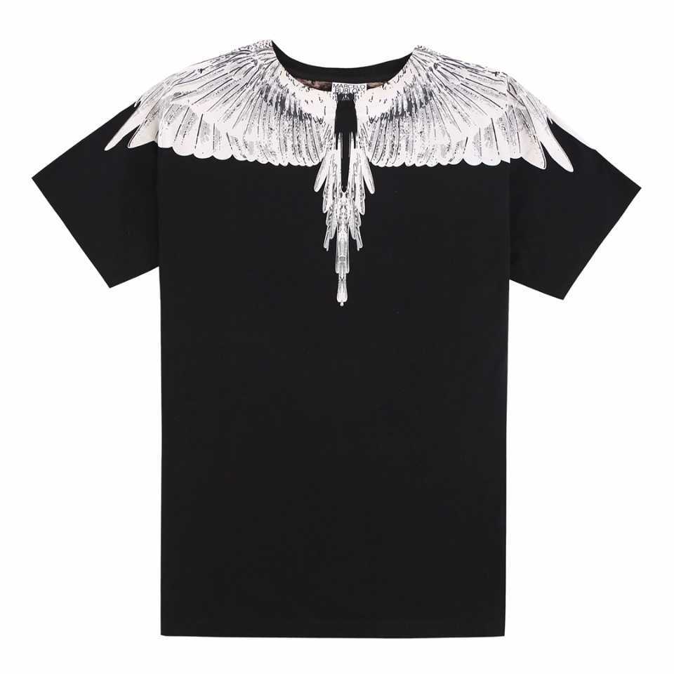 

Designer Marcelos Burlons Black and White Wing Short Sleeve T-shirt Tee V6LQ
