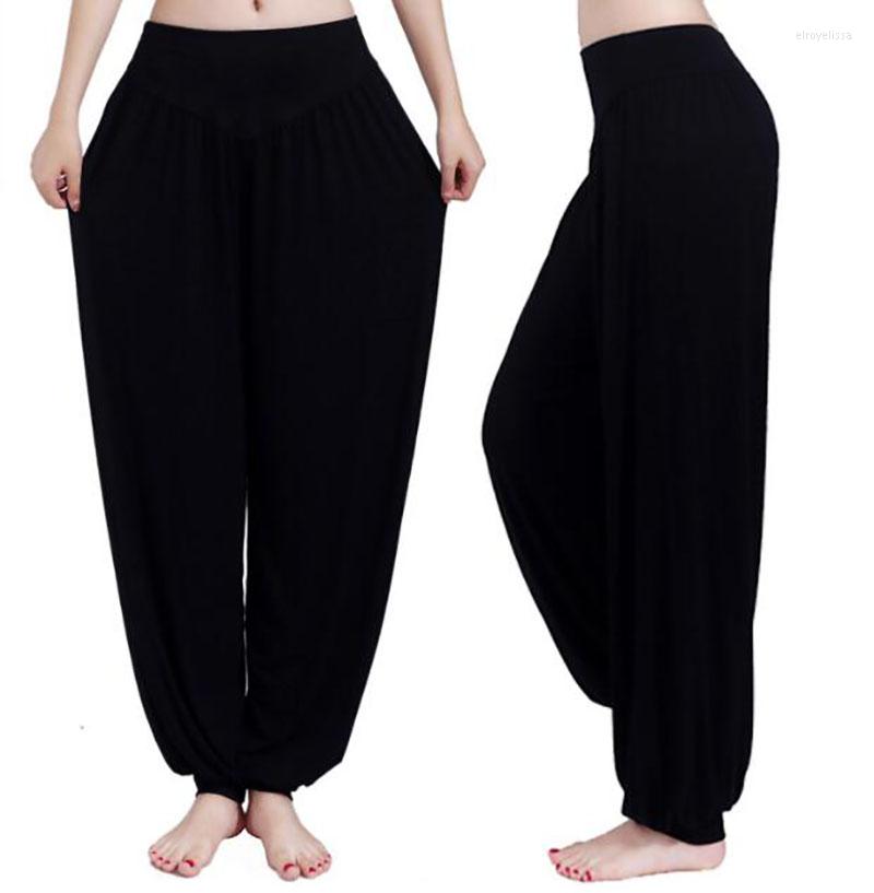 

Active Pants Womens Plus Size Wide Leg Yoga With Pocket Loose Long Bloomers Trousers Belly Dancing Dance Club, Black