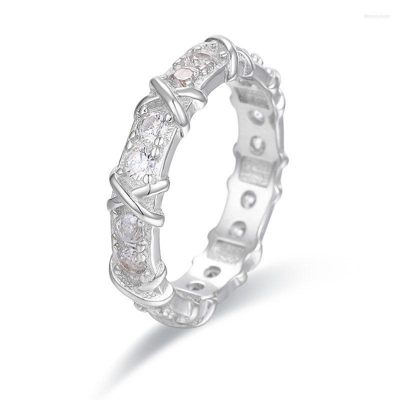 

Cluster Rings S925 Sterling Silver Fashionable Personality Jewelry Simple And Versatile Fashion Girl Bandage Ring Cz Crystal