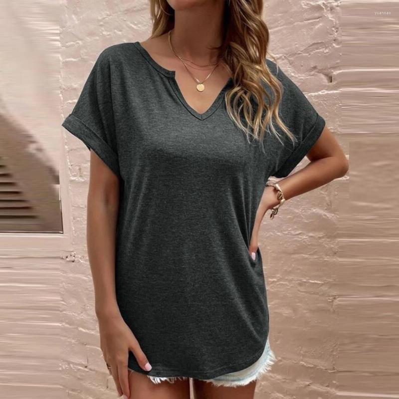 

Women's T Shirts Plus Size Women Summer Short Sleeve Solid T-Shirt Ladies V-Neck Elegant Fashion Pullover Clothing S-5XL For 2023, Green