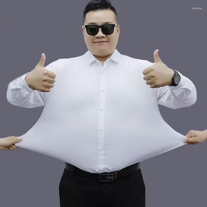 

Men's Casual Shirts Summer Spring Men Pullover Long Sleeve Plus Size 12XL 9XL 10XL Dress Fit Shirt Formal Business Work 160KG Large, White