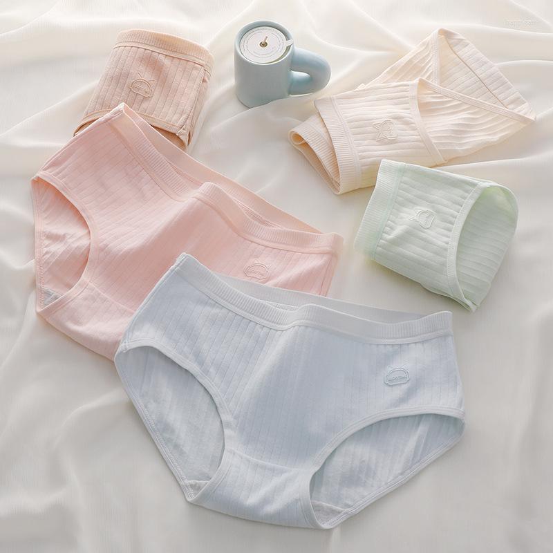 

Women's Panties Underwear Women's Cotton Solid Color Mid-waist Antibacterial Briefs For Girls Cute Cartoon Ladies Lingerie, A005 skin