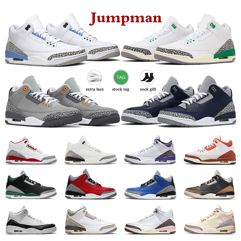 

men basketball shoes 3 3s sneakers UNC Cardinal Red White Cement Reimagined Black Cement Dark Iris Cool Grey Lucky Green Muslin womens outdoor sports trainers, 21