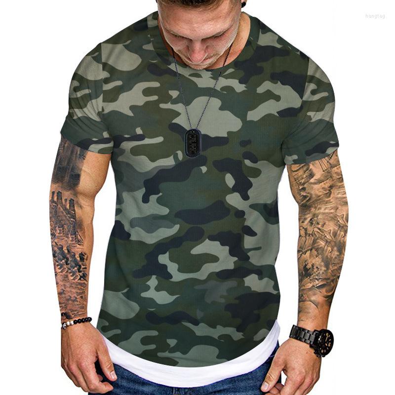 

Men's T Shirts Round Neck Slim Camouflage Casual Short-sleeved Mens Summer T-shirt, Army green camo