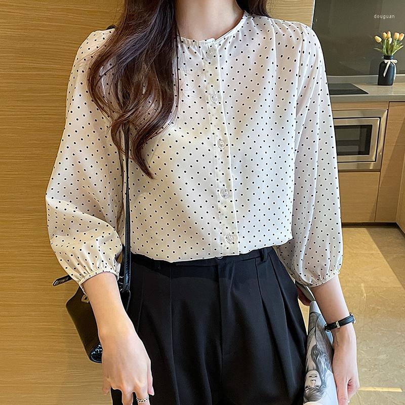 

Women' Blouses Chic Ladies Shirts Fashion Printing Women 2023 Spring Autumn Causal Mujer Blusas, Creamy-white
