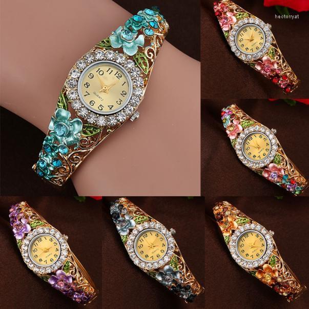 

Wristwatches Luxury Women Watches Elegant Fashion Quartz Crystal Flower Bracelet Watch Female Reloj Digital Montre Femme