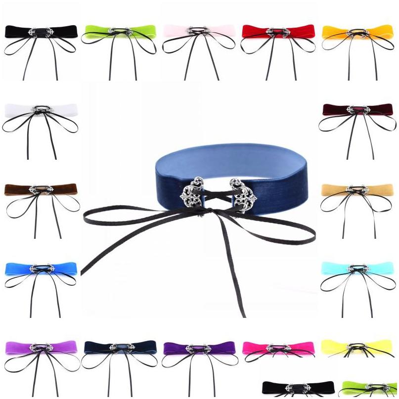 

Chokers Colorf Veet Choker Necklaces Fashion Chic Gothic Chocker Vintage Sier Hollow Statement Necklace For Women Jewelry Gi Dhgarden Dhmxq