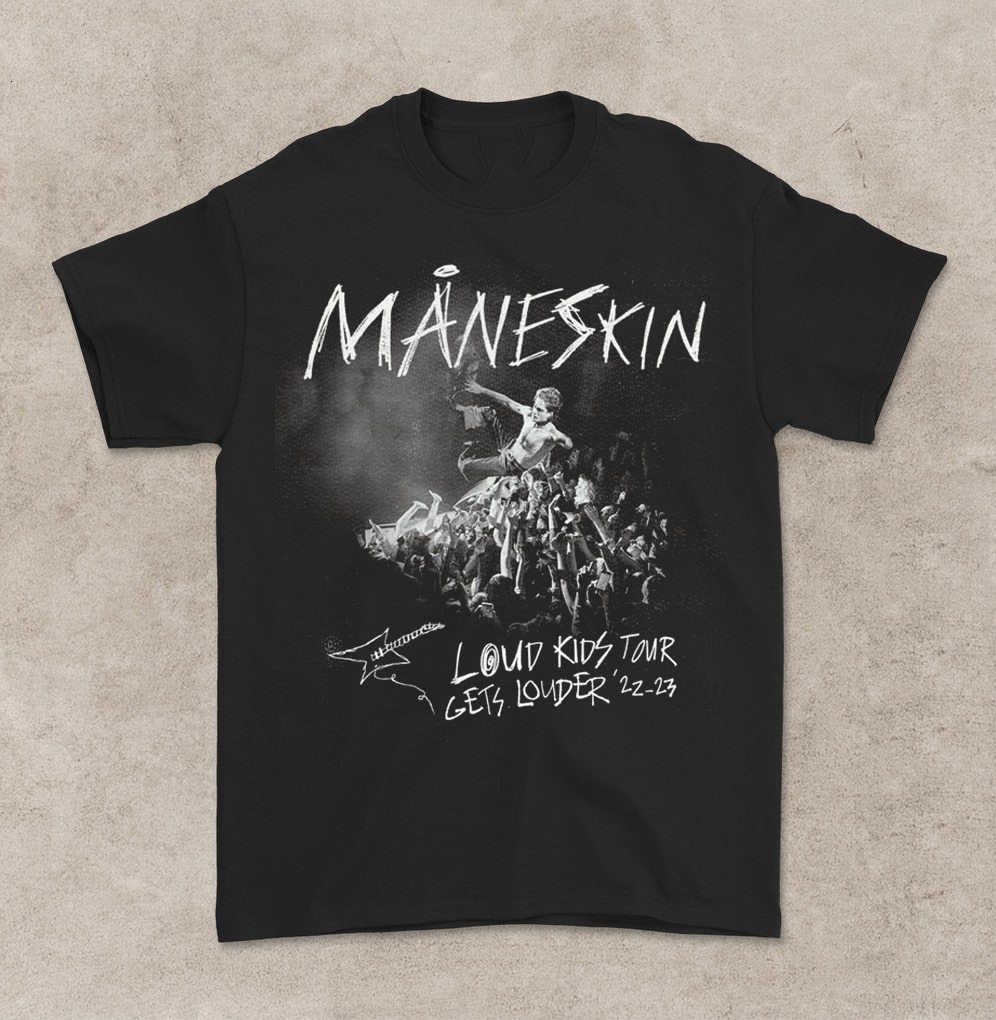 

Men's TShirts MANESKIN LOUD KIDS ON TOUR 23 ONeck Cotton T Shirt Men Casual Short Sleeve Tees Tops Camisetas Mujer 230414, Black