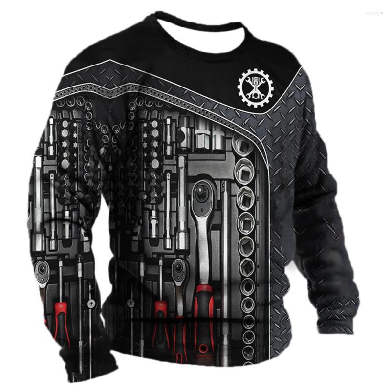 

Men's T Shirts Men Shirt Vintage T-shirt Summer Clothing 3d Print Mechanic Male Top Street Long Leeve Tshirt Casual Sports Oversized, D01-cl03126