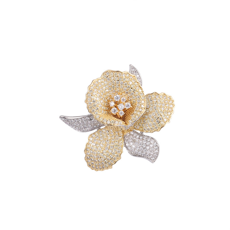

Luxury Designer Brooch Full Diamond Large Flower Brooches Pin For Women Wedding Party Corsage Unique Statement Jewelry Floral Brooch Pins Female Jewellry Gifts