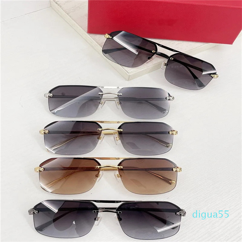

fashion design square sunglasses rimless lens metal half frame simple versatile outdoor uv400 protection glasses