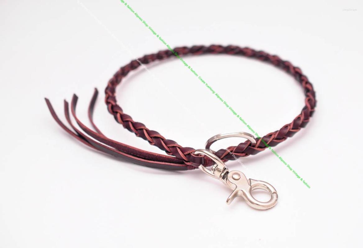 

Keychains 24"Trigger Clasp Brown Genuine Leather Braided Leathercraft Motocycle Trucker Biker Key Jean Wallet Pant Chain Holder