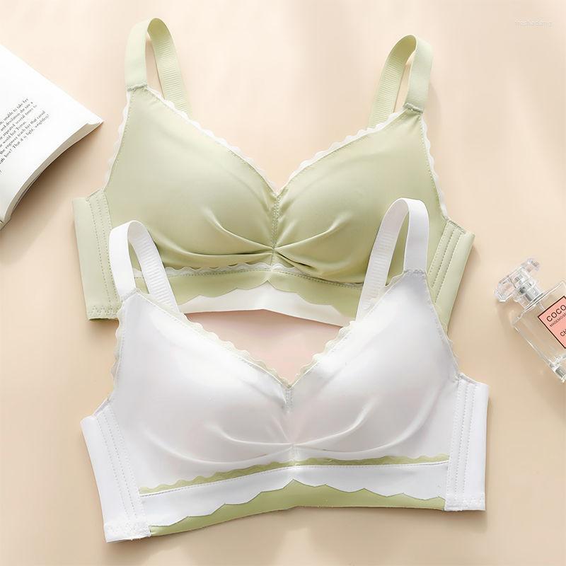 

Bras No Steel Ring Underwear Women's Net Red Small Chest Special Empty Cup Gathering Sexy Bra Thickened Up, Green single piece