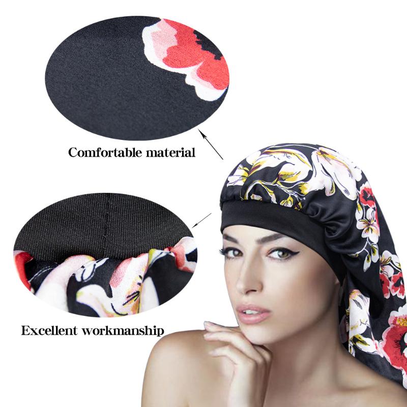 

Beanies Beanie/Skull Caps Fashion Long Satin Bonnet Sleep Cap With High Elastic Hair Band Night Care Nightcap For Women Men Chemo, L-03