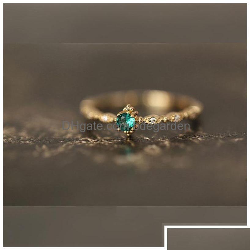 

Solitaire Ring 925 Sterling Sier Fashion Tail Women Plating 14K Gold Simple Design Inlaid Emeralds Wedding Jewelry Accessories 2690 Dhilp