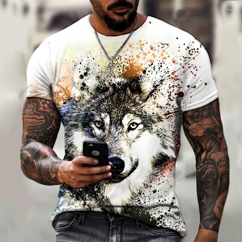 

Men's T Shirts 5XL Plus Size Men's Clothing 3D T-Shirts Summer Short Sleeve Round-Neck Wolf Animal Print Streetweat Male Tops Tee, Mt803364