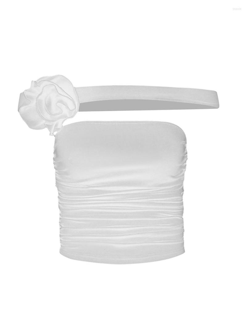

Women' Tanks Women Sexy Tassel Ruffle Tank Top Y2k Sleeveless Mesh See-Through Slim Crop Cami Tops Summer 3D Flower Shirt, R-white