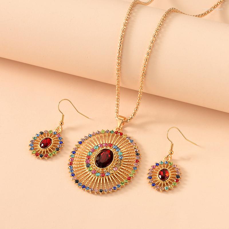 

Necklace Earrings Set Arrival Fashion Colorful Rhinestone Jewelry For Women Girls Female Gift, Picture shown