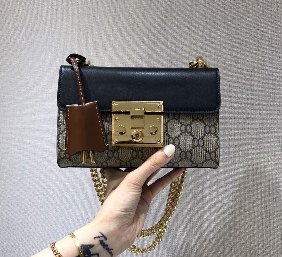 

Fashion designer shoulder bags luxury womens padlock handbags letter leather chains crossbody clutches ladies vintage Double G sling purses, 487#g letter