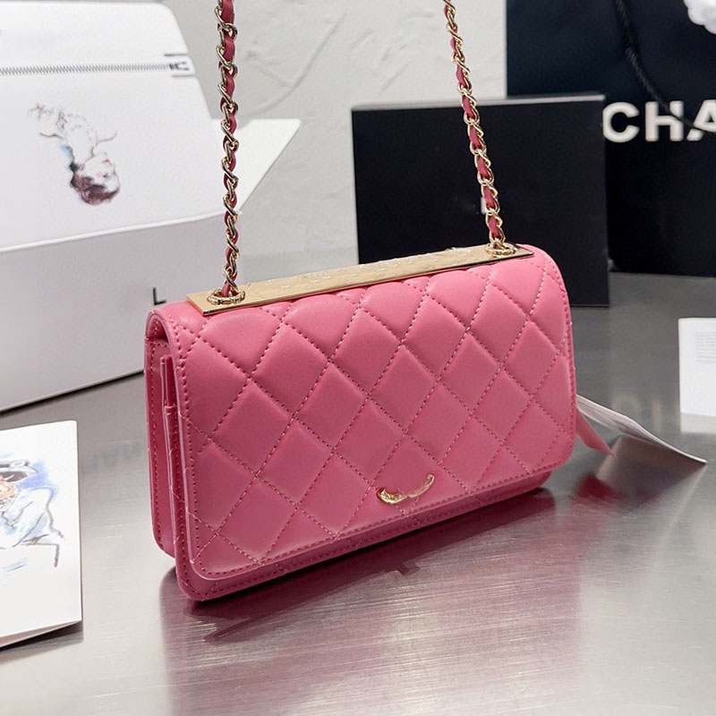 

Woman Designer Trendy CC Woc Flap Bag Calfskin Leather Gold Letter Metal Hardware Crossbody Shoulder Handbag Luxury Card Holder Purse Wallet 6 Colors Sac 20x13cm, Box