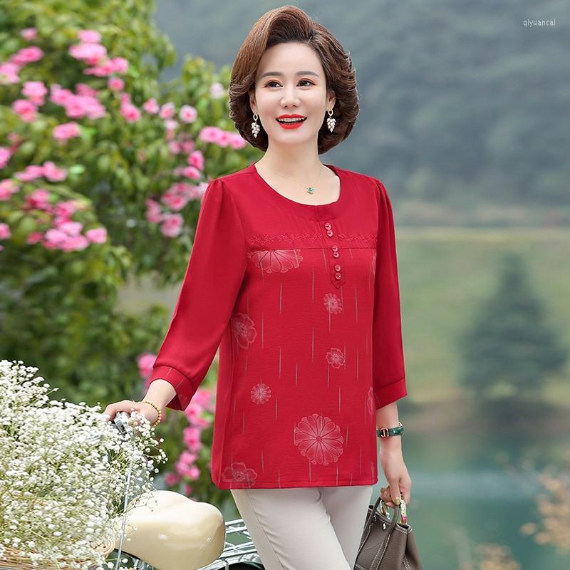 

Women's Blouses Women Spring Summer Style Shirts Lady Casual Three Quartz Sleeve O-Neck Plus Size Blusas Tops, Green