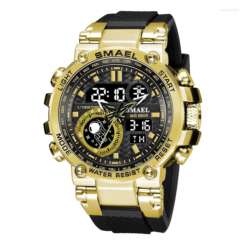 

Wristwatches Smael Sports Watch Men Military Digital Quartz 1803B Waterproof 50M Swimming Alock Clock Army, Red