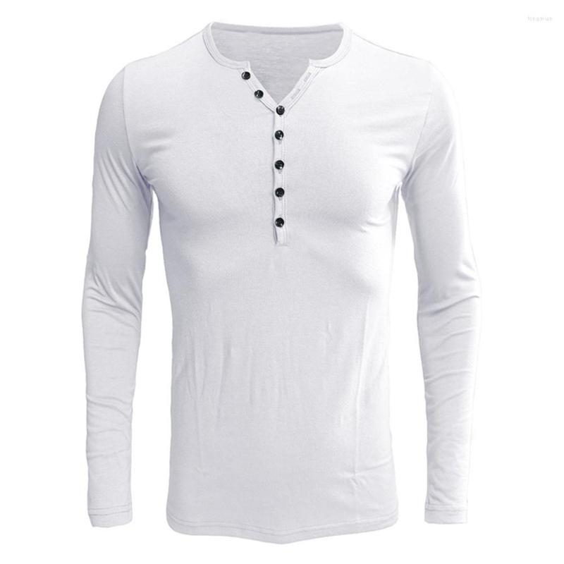 

Men's T Shirts Mens Long Sleeve Button Henley Thermal Undershirt Plain Slim Fit Tops Pullover Breathable Male Clothes Tee Gym Top, Black