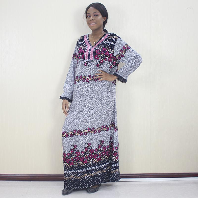 

Ethnic Clothing African Dashiki Fashion Design Appliques Long Sleeve Lace Dress For Women Cotton