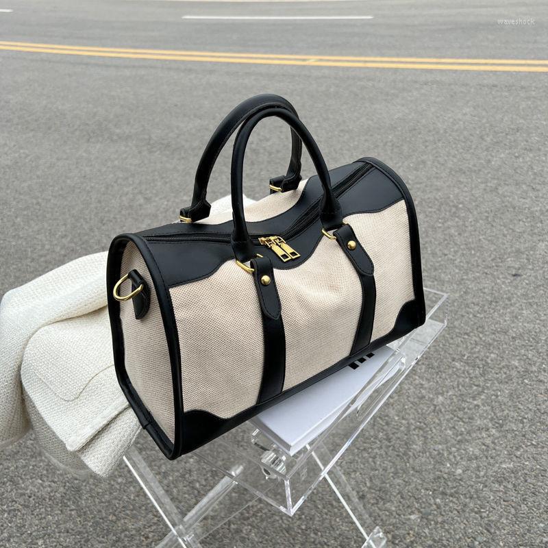 

Evening Bags Women's Handbags Trend 2023 Boston Travel Shoulder Duffle Bag Canvas Female Casual Large Capacity Tote Ladies Handbag Women, Black high quality