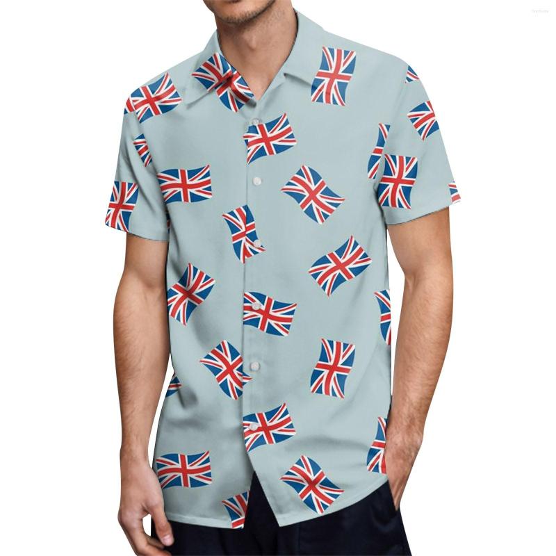 

Men's Casual Shirts Mens Fashion Leisure Flag 3d Digital Printing Button Lapel Short Sleeve Shirt, Pink