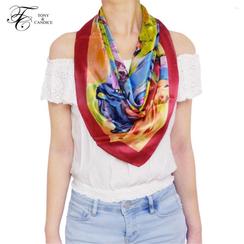 

Scarves 76 76cm Silk Women's Scarf Graphic Print Lady's Shawl Luxurious Style For Female Neckerchief Decorations High Quality